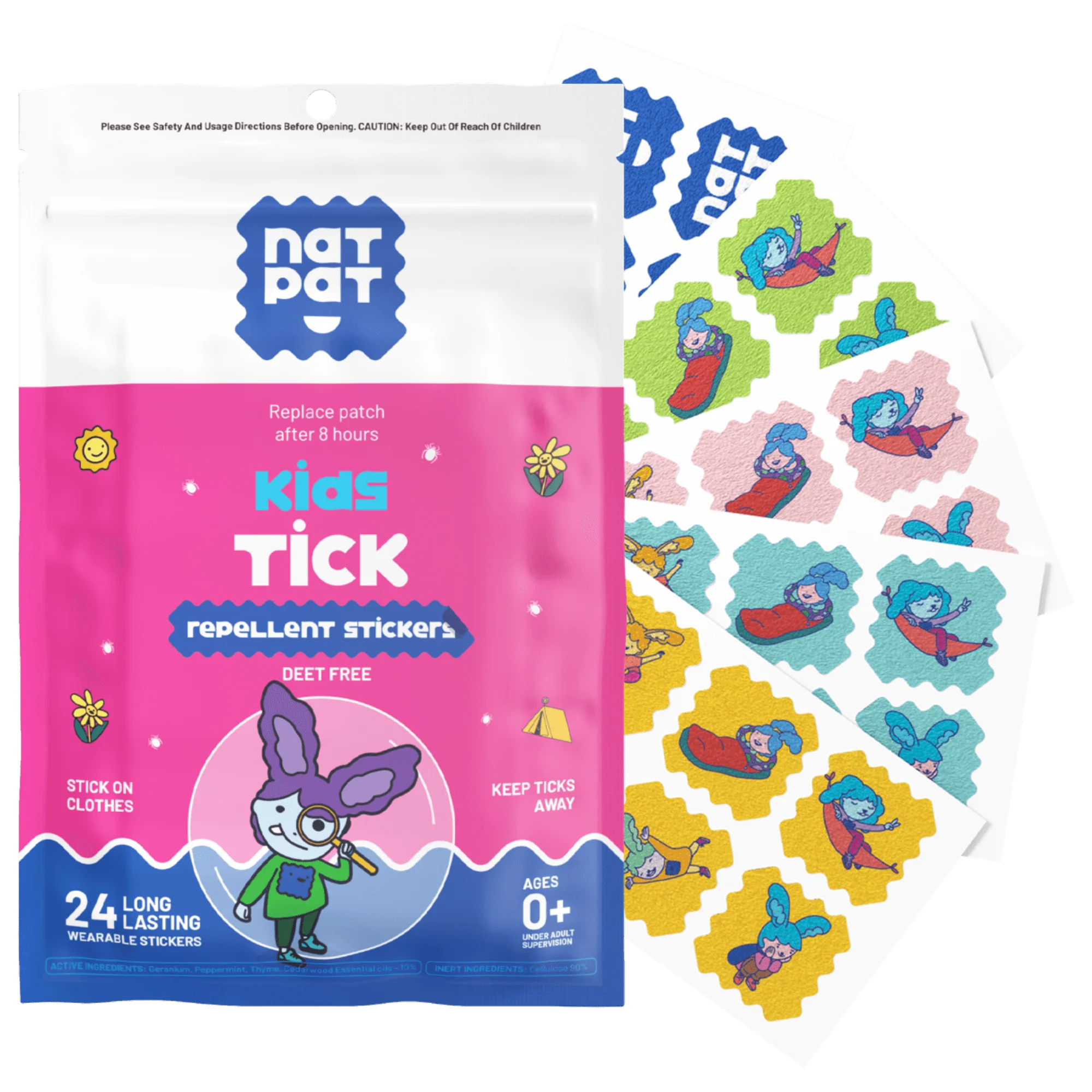 Kids Tick Repellent Stickers- 10 individual resale packets in Retail Display Box - Image 3